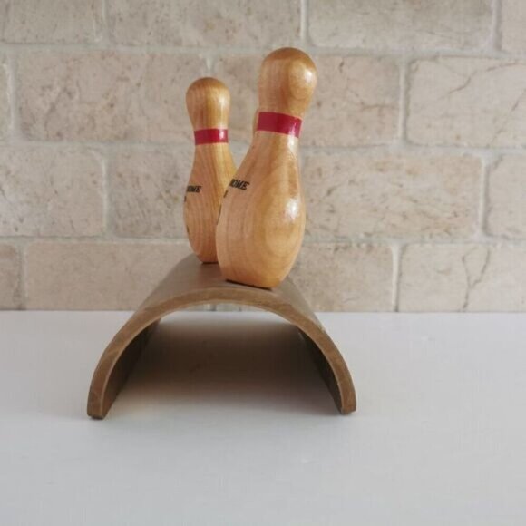Vintage Wooden Bowling Pins Trophy, Bowl-O-Rama Lanes - Picture 3 of 9